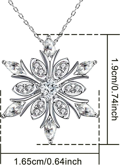 Women’s Silver-Plated Snowflake Necklace pendant necklace for seasonal outfits, festive occasions, and daily jewelry wear.