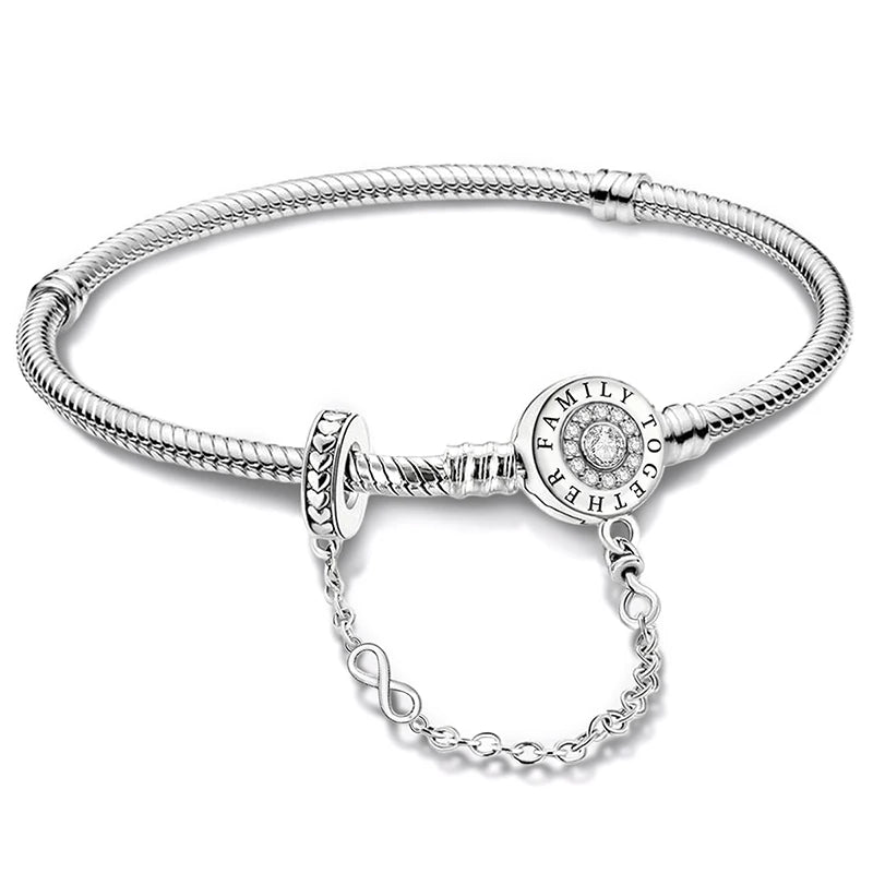 Silver Zircon Heart Love Bracelet Charm jewelry bead for love-themed bracelet designs, anniversary presents, and everyday wear.