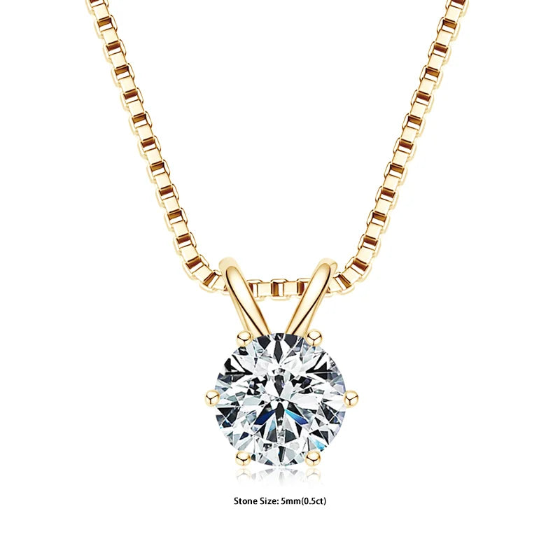 Single stone moissanite pendant in 925 sterling silver necklace for timeless jewelry wear, gifting, and versatile styling.