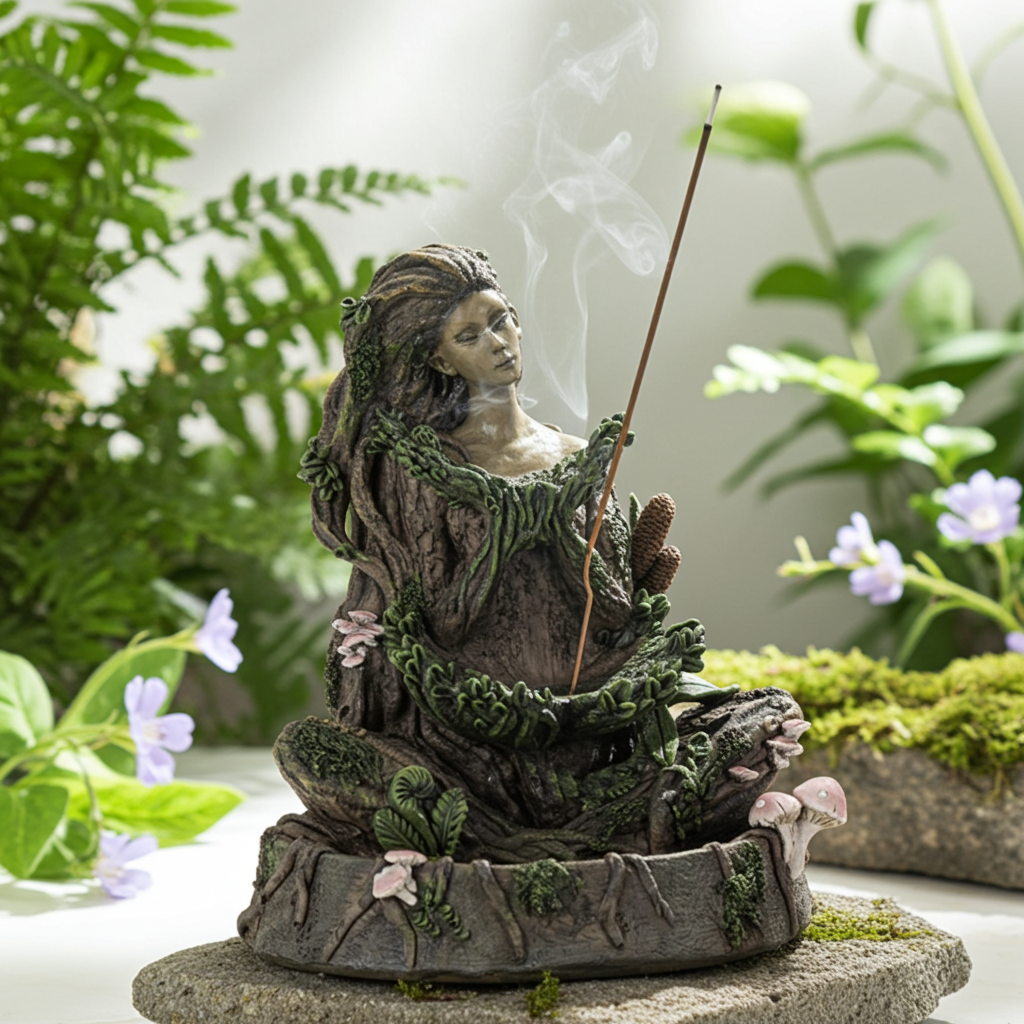 Sitting Forest ENT backflow incense burner cone holder for backflow incense use, stress relief, and peaceful home decoration.