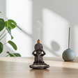 Skeleton Backflow Cone Burner with See No Evil, Hear No Evil, Speak No Evil design for incense burning, smoke flow display, and gothic home décor use.