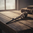 Skull magical wand ritual tool for spell work, energy direction, and altar ceremonies.
