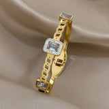Slavena Luxe sleek stainless steel cuff bracelet for minimalist jewelry styling, casual wear, and modern fashion looks.
