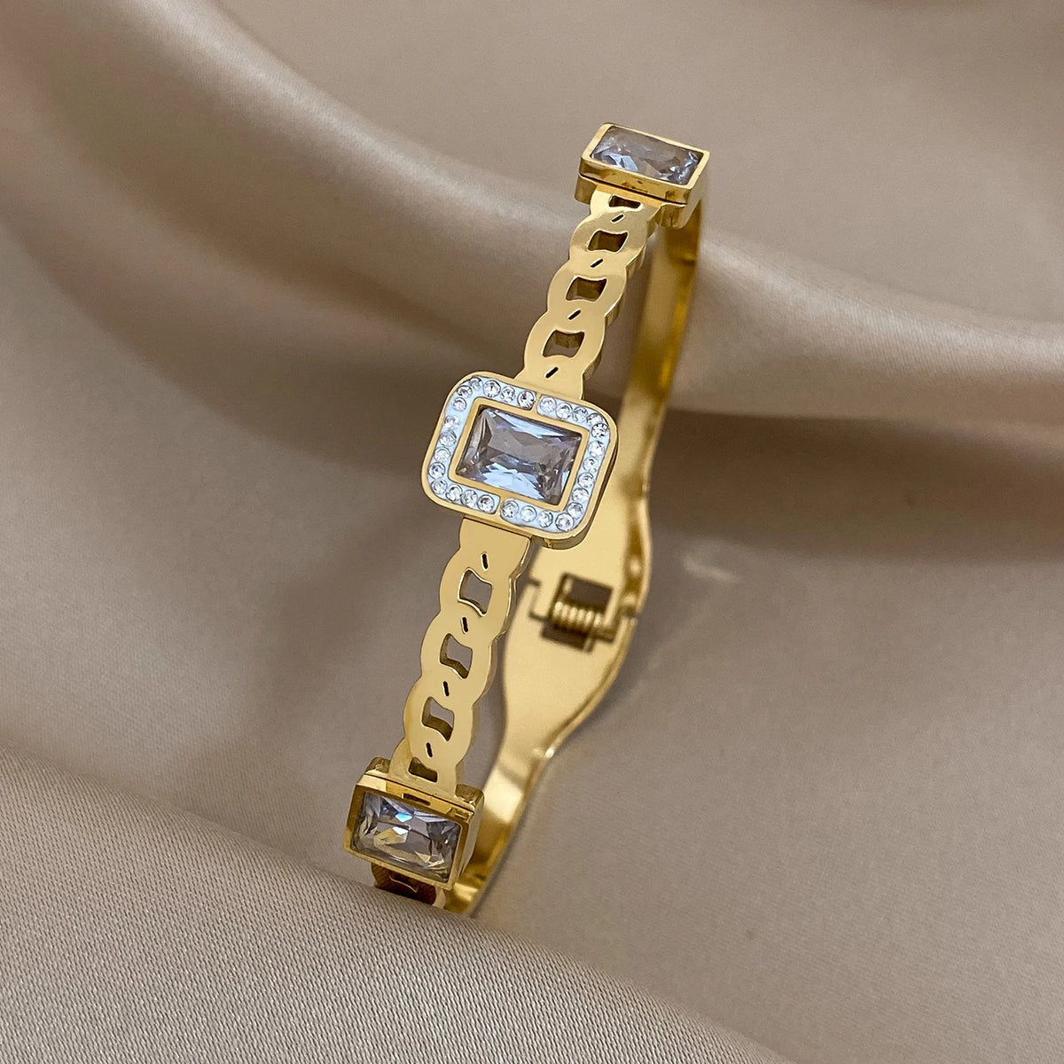 Slavena Luxe sleek stainless steel cuff bracelet for minimalist jewelry styling, casual wear, and modern fashion looks.