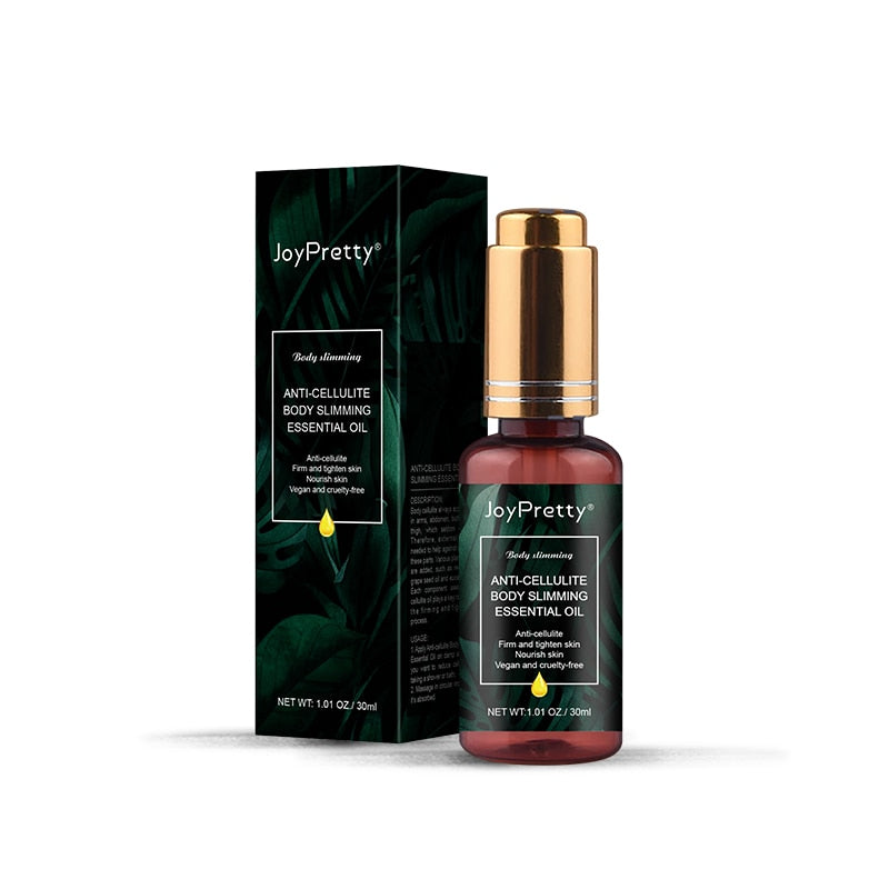 Slimming Cellulite Oil with Grape Seed & Red Pepper bottle and packaging for body-toning and cellulite care on white background.