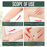 Slimming Cellulite Oil massage instructions for belly, thighs, and arms with directional technique guide.