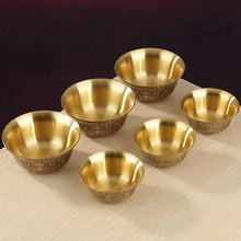 Small Mini Gold Tibetan Brass meditation bowl for altar use, spiritual focus, and daily mindfulness practice.
