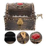 Small Pirate Treasure Box vintage-style chest with lock and key for hiding small valuables, collectibles, and pirate cosplay accessories.
