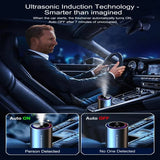Smart auto air freshener with LED projector light for scenting the cabin and adding decorative lighting during daily driving.
