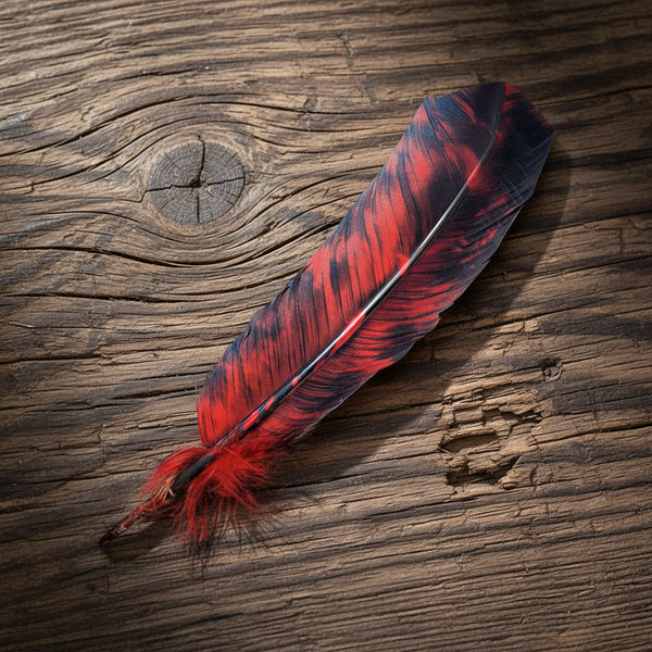 Smokey Red Feather 10-12 inch craft feather for costume design, floral arranging, and decorative displays.
