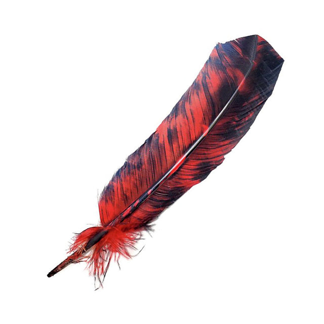 Smokey Red Feather 10-12 inch craft feather for costume design, floral arranging, and decorative displays.