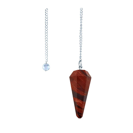 Snakeskin agate 6-sided faceted pendulum on a 9-inch chain for dowsing
