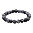 Snowflake Obsidian elastic bracelet with 8mm round beads