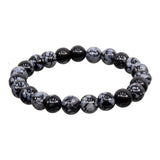 Snowflake Obsidian elastic bracelet with 8mm round beads