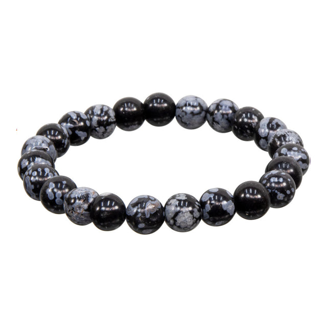 Snowflake Obsidian elastic bracelet with 8mm round beads