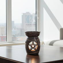 Natural Soapstone Pentacle Aroma Lamp soapstone oil burner for essential oil diffusion, aromatherapy, and calming home use.