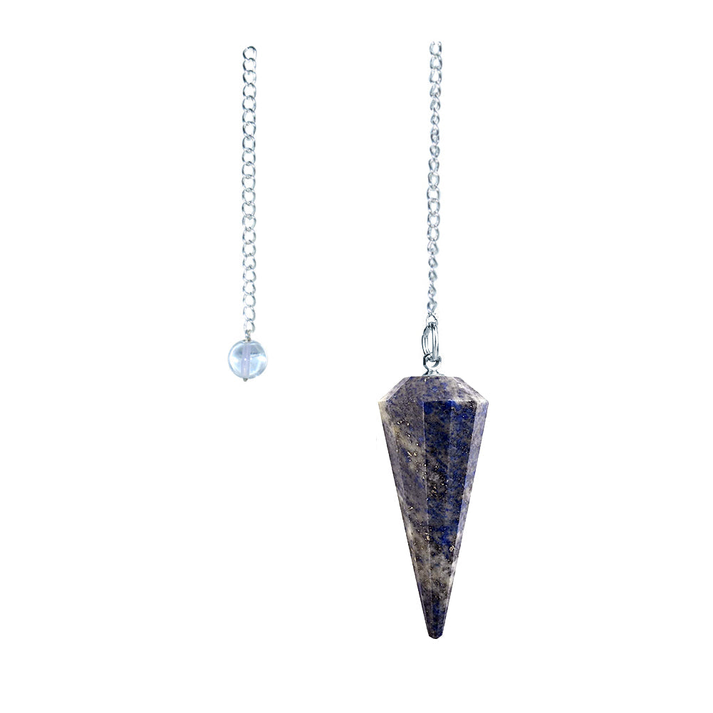 Sodalite 6-sided faceted pendulum on a 9-inch chain for dowsing