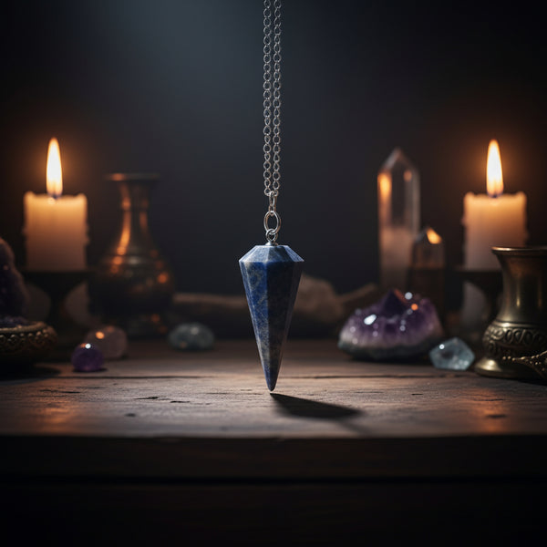 Sodalite 6-sided faceted pendulum on a 9-inch chain for dowsing