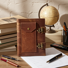 Soft Leather Journal with Two Latch Closures notebook for writing, journaling, and daily note-taking.