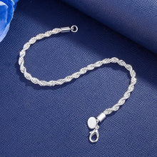 Solid 925 Sterling Silver rope link bracelet for elegant wrist wear, special occasions, and everyday outfit styling.