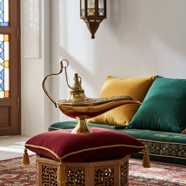 Solid Brass Aladdin Lamp incense burner genie lamp for burning incense, home fragrance, and spiritual decor use.