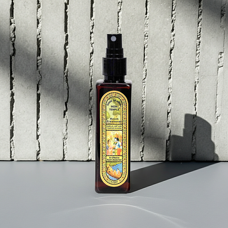 Bottle of Song Of India India Temple Room Spray displayed for home fragrance, room freshening, and aromatic use.