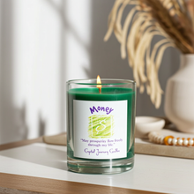 Soy Herbal Filled Votive Candle Money candle for abundance rituals, prosperity prayer, and money-drawing use.