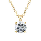 Sparkling moissanite four-prong necklace with pendant for party wear, elegant layering, and everyday shine.
