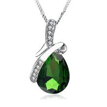 Sparkling teardrop CZ fashion necklace with colorful stones for party accessorizing, dressy looks, and boutique gift selections.