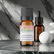 Spearmint essential oil bottle for diffuser use, gentle mint aromatherapy, and calming focus-supporting blends.