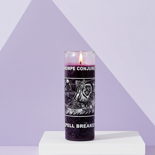 Spell Breaker Purple 1 Color 7 Day candle glass jar candle for spiritual protection, hex breaking, and cleansing rituals.