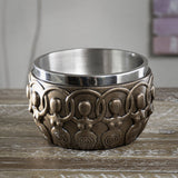 Spiral Goddess Smudge Bowl holding a lit smudge stick during a smoke cleansing ritual.