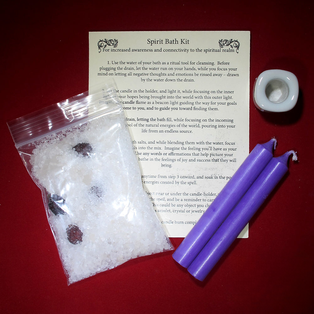 Spirit bath kit with herbs, salts, and oils for ritual cleansing baths