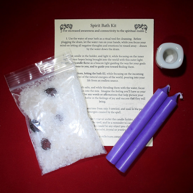 Spirit bath kit with herbs, salts, and oils for ritual cleansing baths