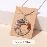 Spiritual gemstone Tree of Life necklace pendant for healing rituals, chakra support, and daily accessory wear.