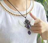 Spiritual Merkaba Angel Wing Water Drop necklace pendant for meditation-themed fashion, symbolic wear, and gift use.