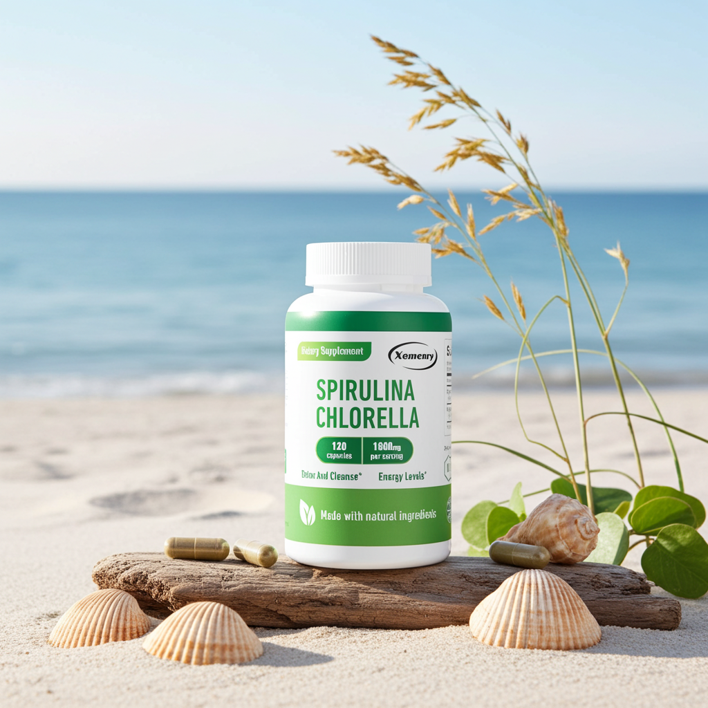 Spirulina Chlorella Capsules bottle for algae superfood support, daily nutrition, and wellness supplementation.
