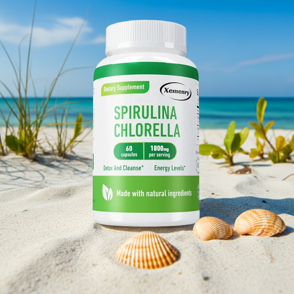 Spirulina Chlorella Capsules bottle for clean green supplementation, daily nutrition, and healthy routine use.