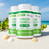 Spirulina Chlorella Capsules bottle for daily detox support, wellness maintenance, and routine supplement use.