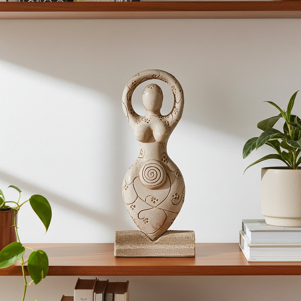 Spring Goddess figurine resin statue for seasonal home decor, altar display, and nature-inspired decorating.