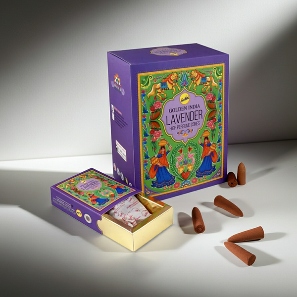 Sree Vani Golden India Lavender Backflow Incense Cones