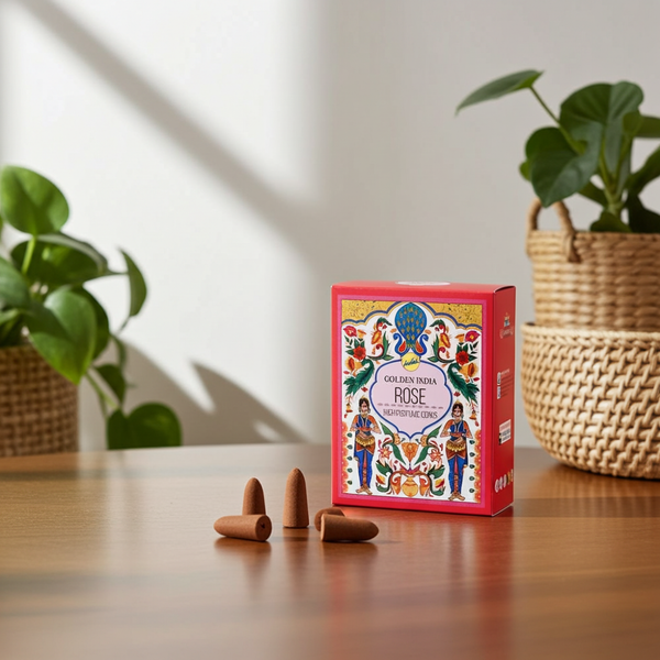Sree Vani Golden India Rose Backflow Incense Cones