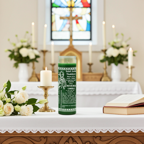 St. Jude 7-Day Candle glass prayer candle for hope, peace, blessings, and devotional use.