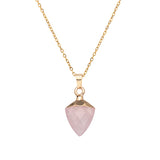 Stainless Steel Adjustable Agate Point Pendant necklace for stylish wear, gemstone accessory use, and casual fashion looks.