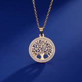 Stainless steel Skyrim Tree of Life necklace pendant for gaming-inspired fashion, layering, and everyday outfits.