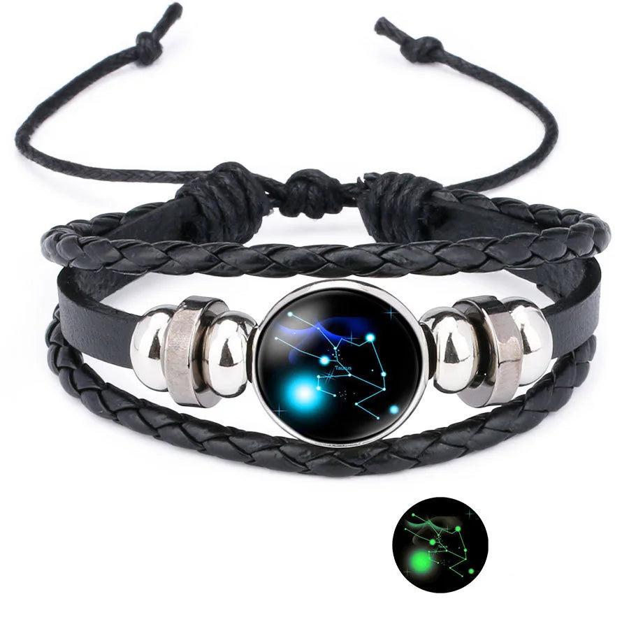 Starry Night Zodiac Bracelet Glow bracelet for cosmic outfits, nighttime wear, and horoscope-inspired styling.