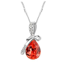 Statement colorful CZ teardrop necklace with eye-catching pendant for festive styling, formal events, and gift-ready fashion use.