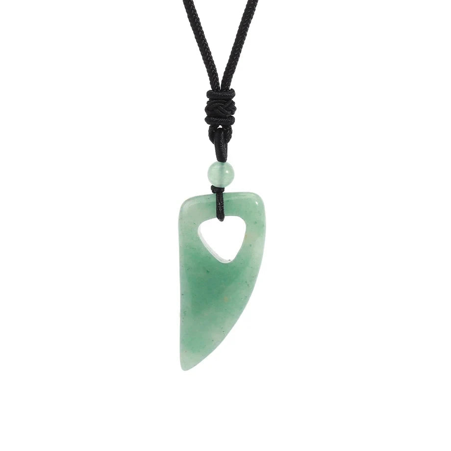 Trendy Natural Stone Wolf Tooth Pendant necklace for statement jewelry styling, personal fashion wear, and casual looks.