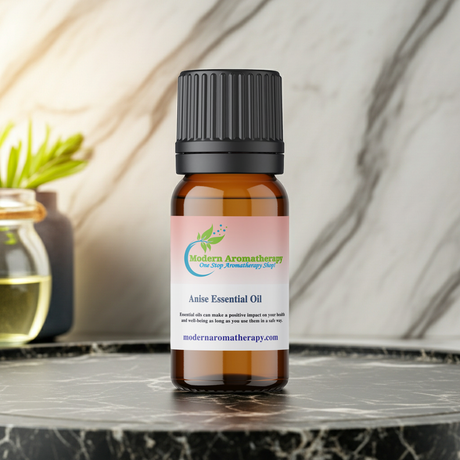 Steam distilled anise essential oil bottle for diffuser blends, relaxation routines, and scent layering.