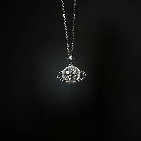 Sterling Silver Planet Necklace pendant on chain for casual outfits, layered jewelry looks, and daily accessory wear.